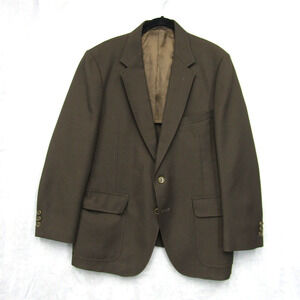 Jcpenny Vintage Blazer Sport Coat Brown Comfort Suit Gray Fleur De Lis Button 42